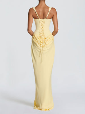 Sexy Pleated Halter-neck Fishtail Design Elegant Strapless Bodycon Dress