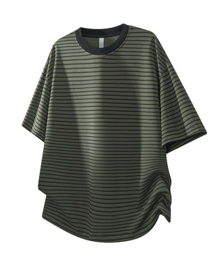 Color-blocked Stripes Loose-fit T-shirts