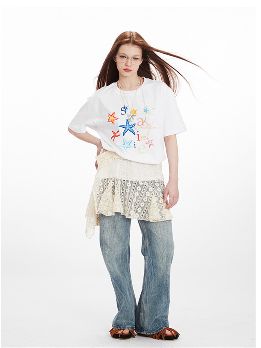 Liber Summer Women's Printed Letter T-shirts