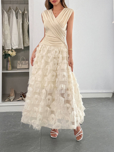 Grace Pleated Splicing Maxi Dresses