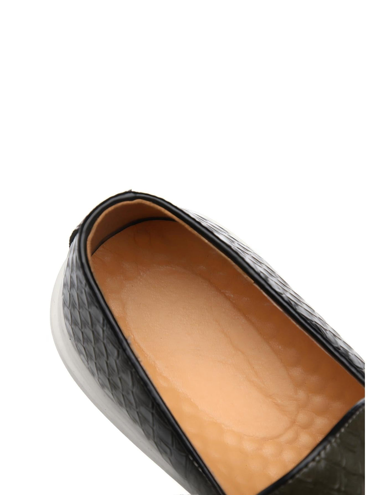 Snakeskin Embossed Horseshoe Buckle Slip-on Loafers