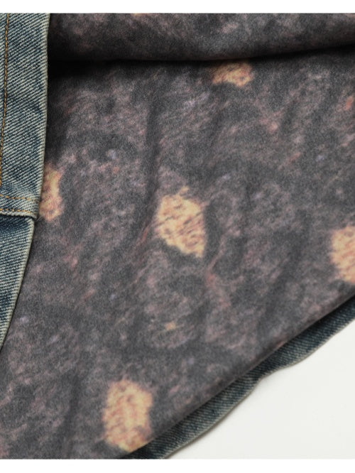 Old Skeleton Denim Shirt Washing Embroidery Knitted Cardigan Jacket