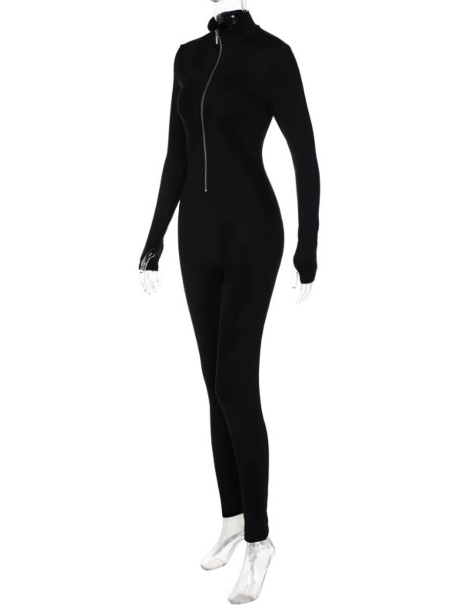 Liber Autumn Women's Zipper Solid Color Bodysuit