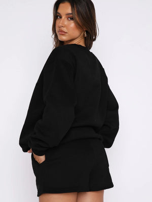 Liber Autumn women's solid color long sleeve sweatshirt two piece suit