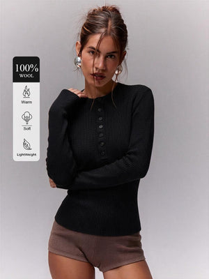100% Superfine Wool Polo Collar Pullover Sweater