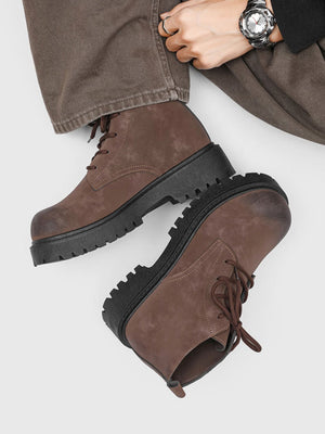 Retro-style Distressed Martin Boots For Outdoor Hiking