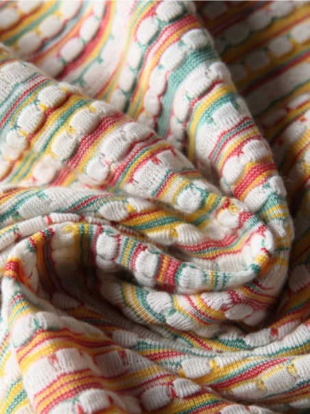 Color-blocked Rainbow Stripes Loose-fit T-shirts