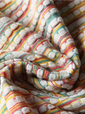 Color-blocked Rainbow Stripes Loose-fit T-shirts