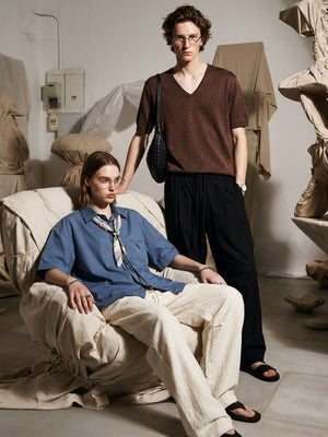 Flax Loose-fit Slimming Straight-fit Pants