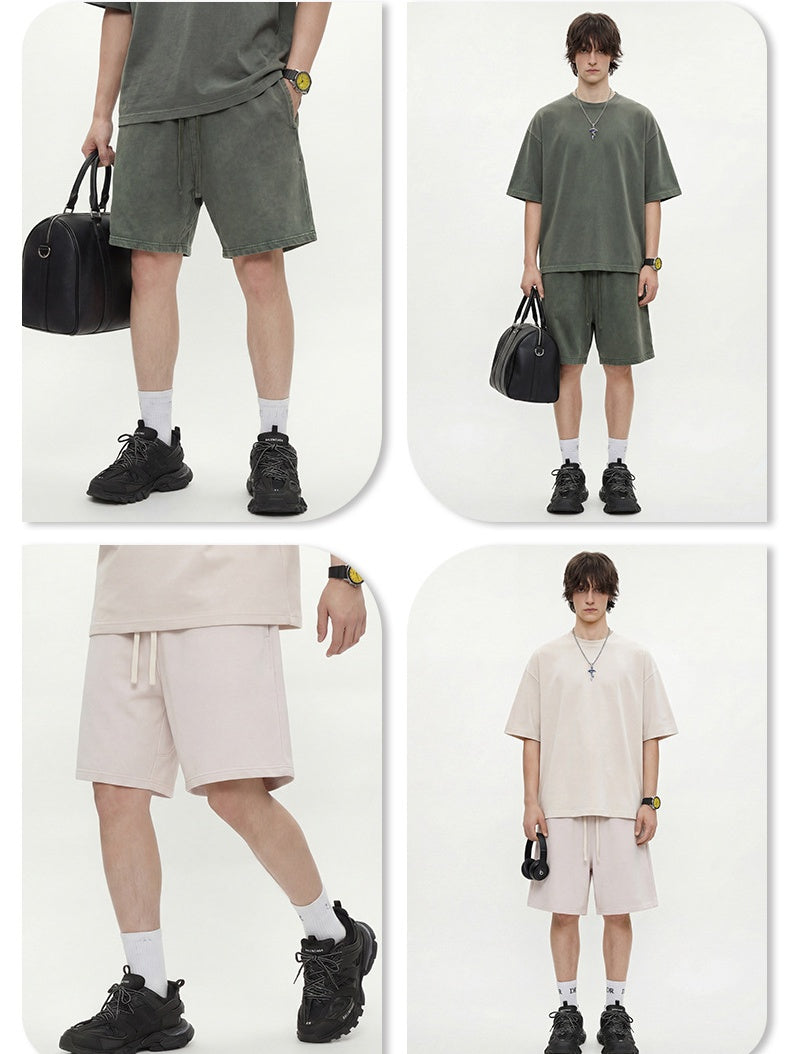 Leisure Washing Water Fade Loose-fit Five Points Shorts