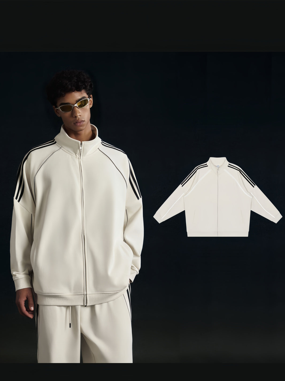 Reflective Stripes Cardigan Sweatshirts&Hoodies Tracksuit