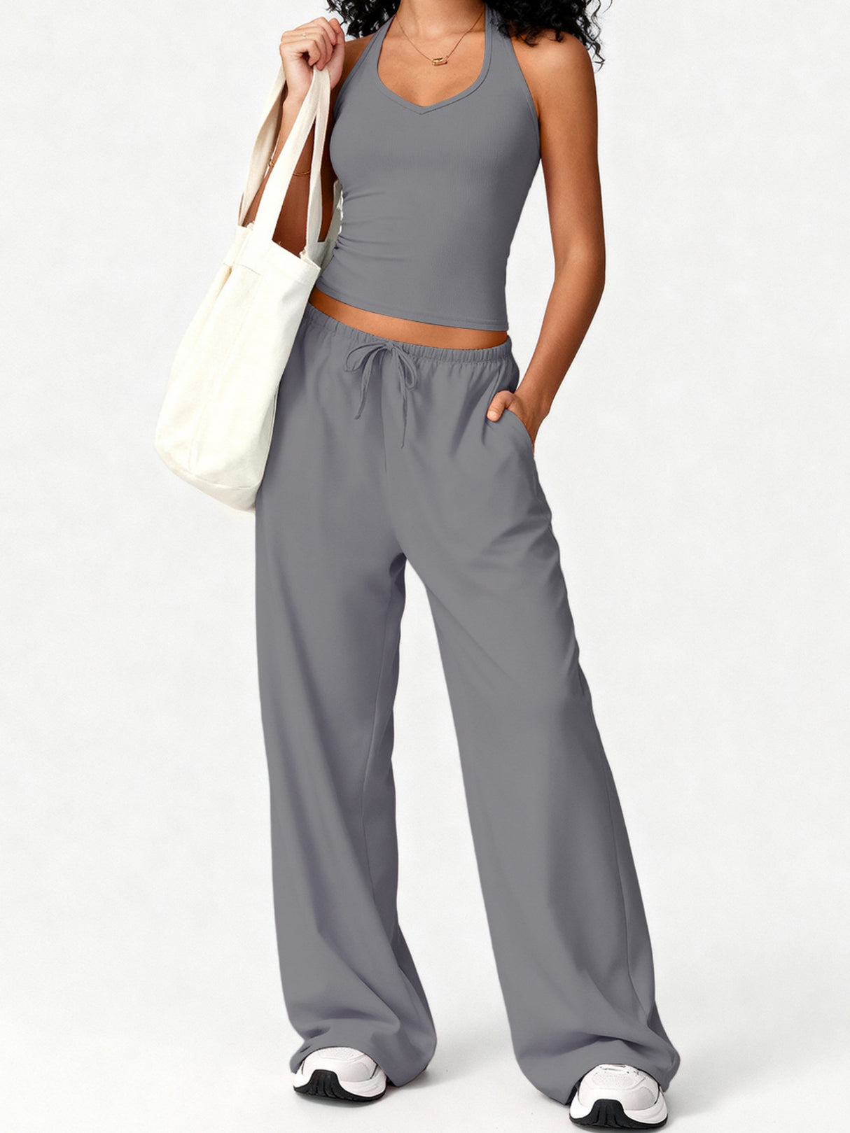 Quick-drying Halter Top Bodycon Trousers Exercise Yoga 2-piece Sets