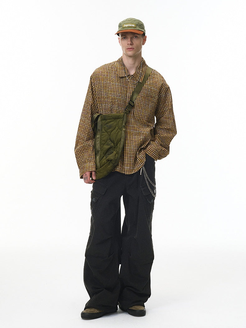 Washing Water Cut Multiple Pockets Old Tooling Casual Trousers