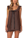 Bow Lace Trim Spaghetti Strap Backless Mini&Short Dresses