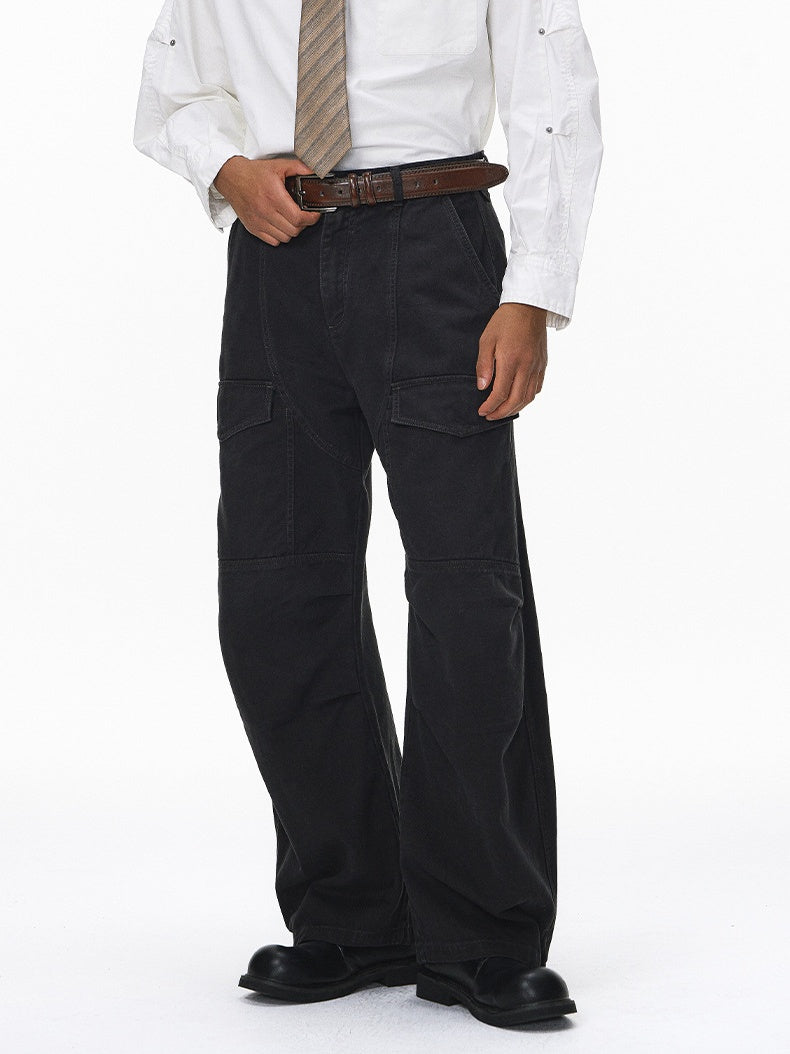 Liber Autumn Neutral wear Solid Color Cargo Trousers