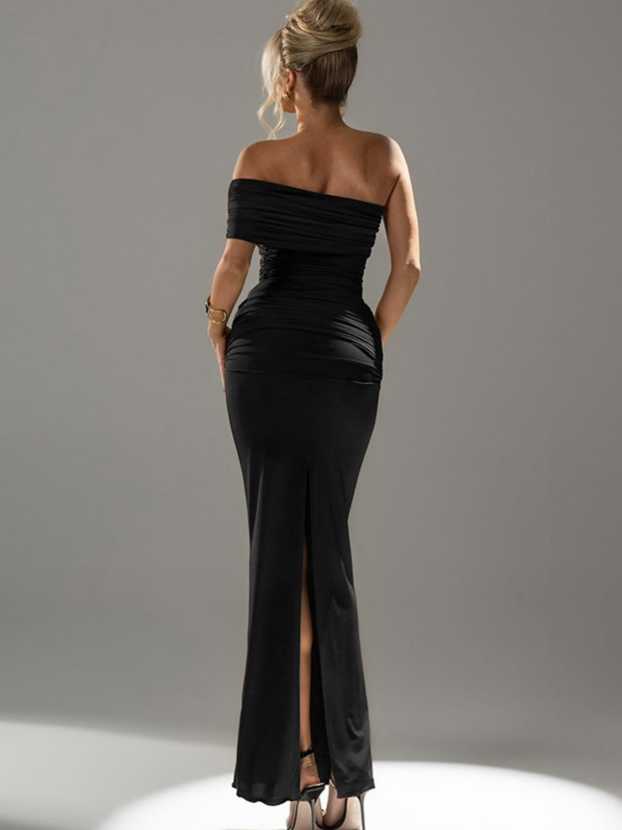 Slit Off-shoulder Hip-hugging Formal Dress Maxi Dresses