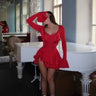 Bell-sleeved Fitted Waist Short Skirt