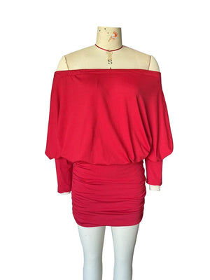 Off Shoulder Hip-hugging Off-shoulder Solid Color Mini&Short Dresses