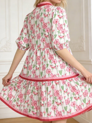 V-neck Floral Digital Printing Loose-fit Maxi Dresses