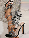 One-strap Snake-shaped Rhinestone Butterfly Stiletto High-heeled Sexy Sandals