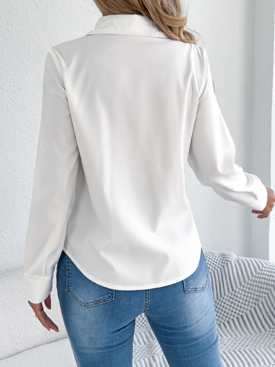 Langarm-Pendlerhemden mit geriffelten, einfarbigen Knöpfen