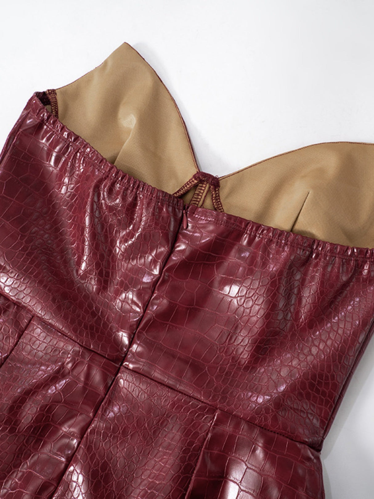 Soutien-gorge sans bretelles en cuir PU à motif crocodile, robes courtes et mini