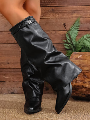 Pleated High-heeled Women's Boots