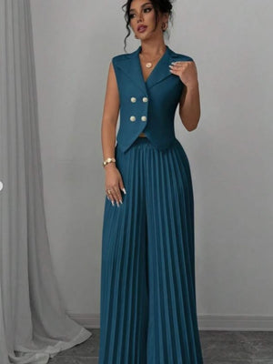 Pleated Pants Vest Grace Commuting Set 2-piece Sets
