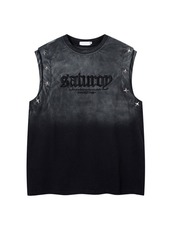 Letter Embroidery Loose-fit Personality Tank Tops