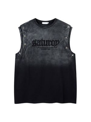 Letter Embroidery Loose-fit Personality Tank Tops