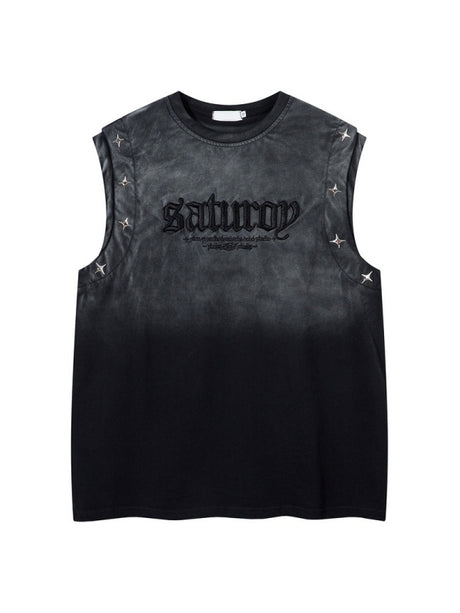 Letter Embroidery Loose-fit Personality Tank Tops