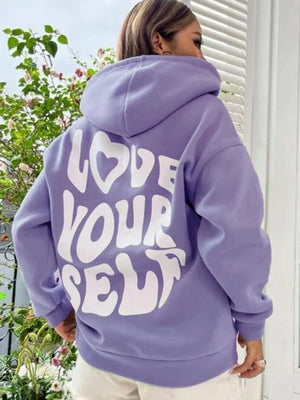 Back Letter Print Leisure Hoodies