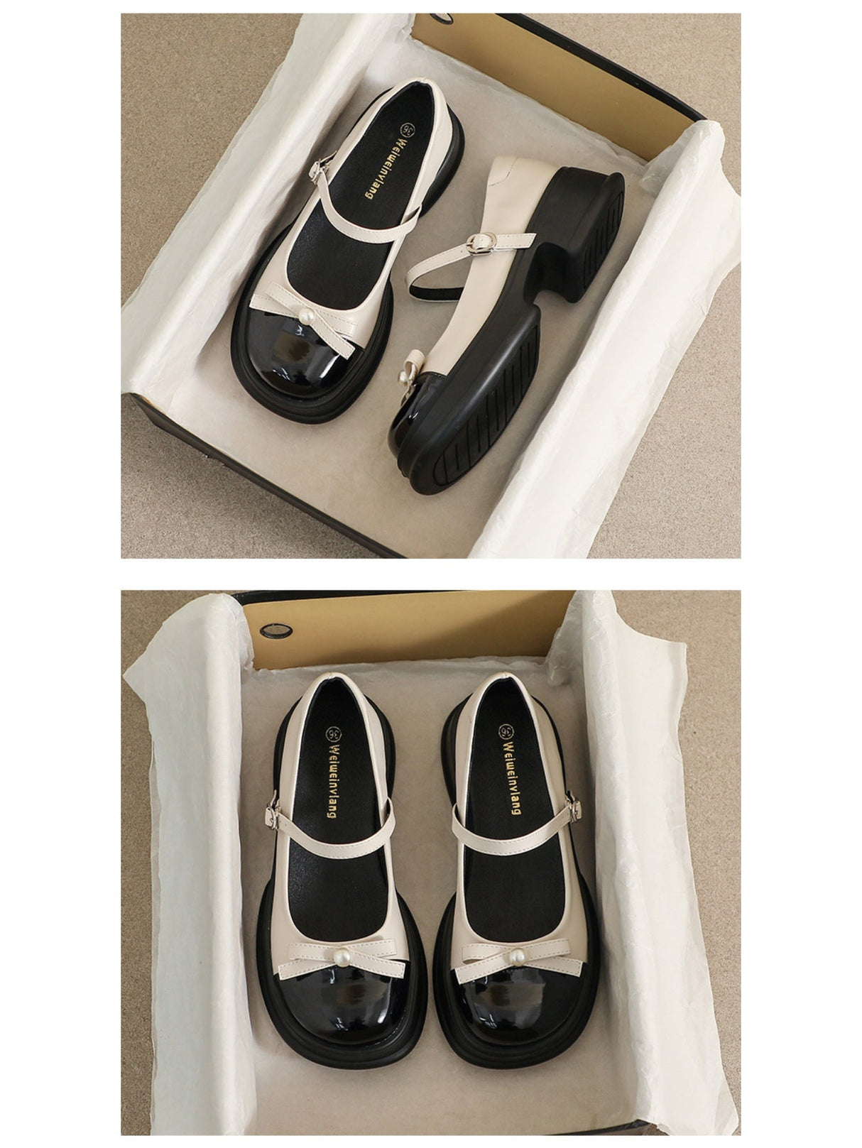 Liber Spring and Autumn Platform Bowknot Women's Mary Jane Shoes