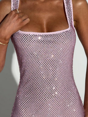 Strapless Style With Hot-fix Rhinestones Sexy Backless Sleeveless Waist Short Dress For Cocktail Party