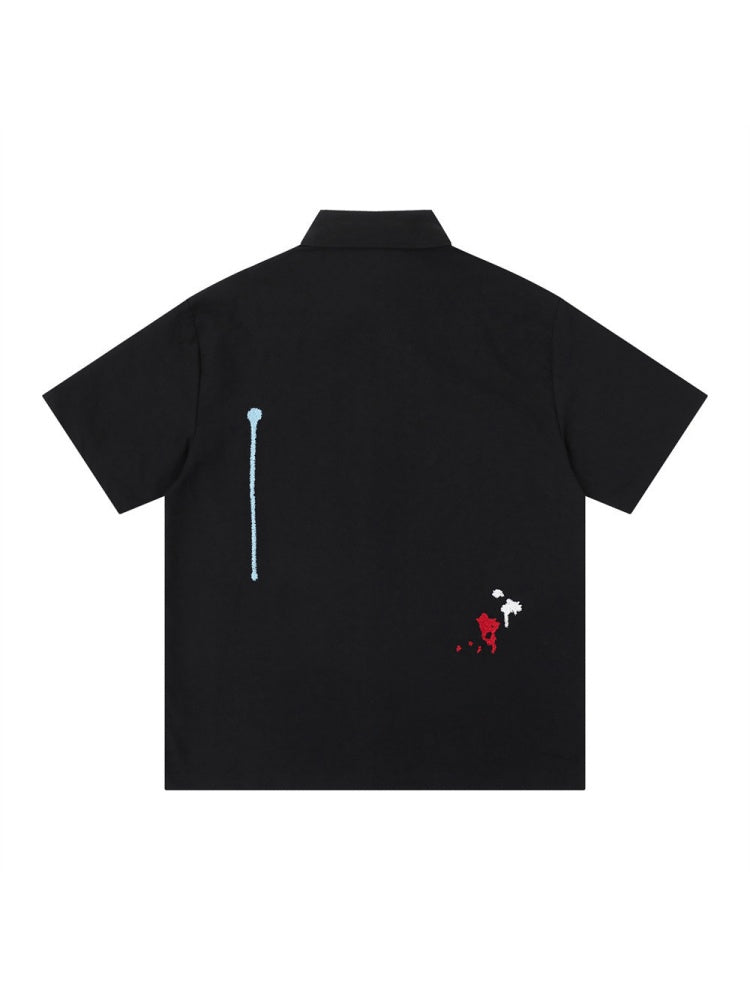 Splashing Ink Embroidery Loose-fit Vibe Shirts