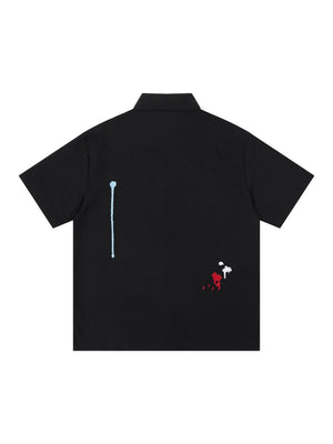 Splashing Ink Embroidery Loose-fit Vibe Shirts