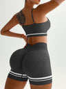 Seamless Color Blocking Tank Top Hip-lifting Shorts Exercise Yoga 2-piece Sets