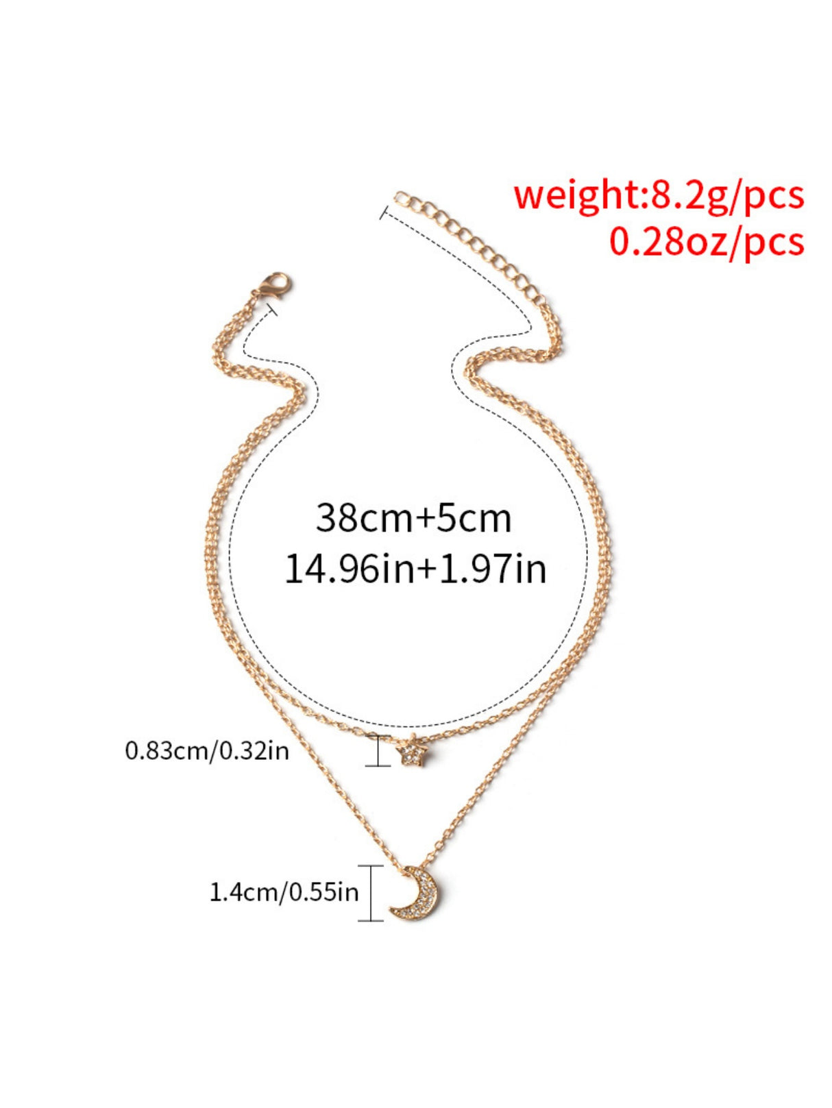 Star And Moon Pendant Multi-Layer Necklace