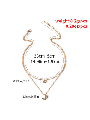 Star And Moon Pendant Multi-Layer Necklace