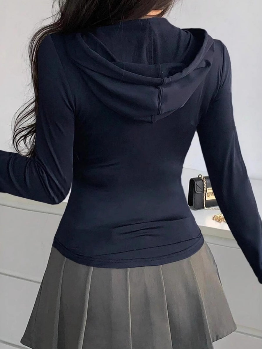 Zippered Short Fit Hooded T-shirts