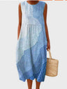 Printed Pocket Round Neck Sleeveless Maxi Dresses