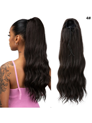 Pull-cord Hair Tie Water Ripple High-temperature Silk Ponytail Wig