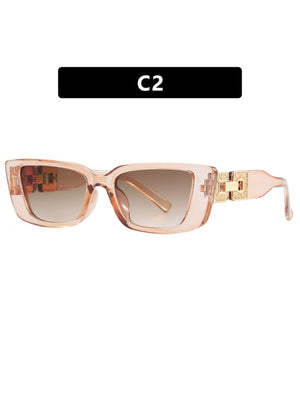 Lunettes de soleil à monture étroite et branches en chaîne