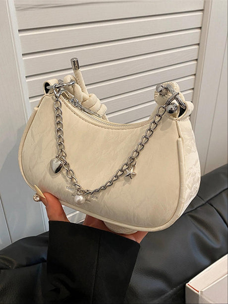 Heart-shaped Metal Chain Crossbody Bag