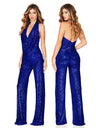 Sleeveless Halter Sequined Jumpsuit