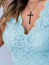 Lace Flowers Perspective V-neck Vest