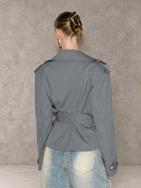 Workwear Style Long-sleeved Coat