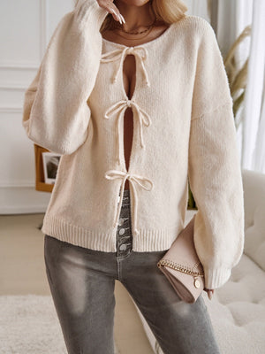 Lace up Bow Hollow Sweaters