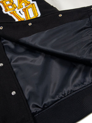 Campus Style Contrasting Colors Towel Embroidery Flocking Embroidery Letter Baseball Jersey