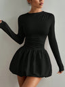 Liber Summer Women's Waist, Splicing Solid Color Mini&Short Dresses